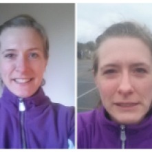 Left: At home before the match, all eager and looking forward to playing netball for the first time in a while. Right: After the match - cold, wet, defeated!